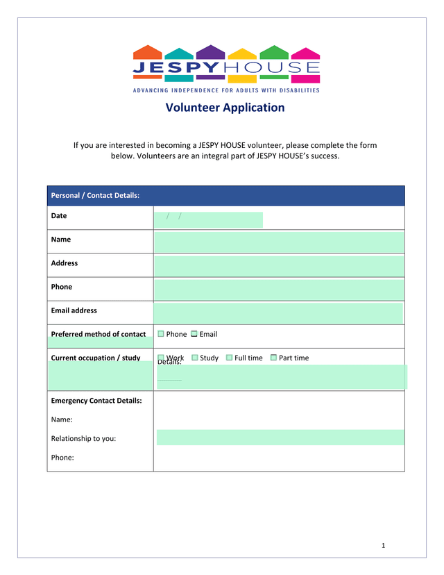 Volunteer Application screenshot