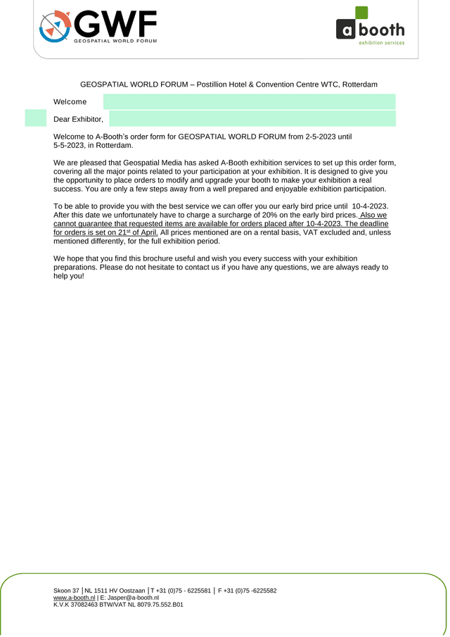 GEOSPATIAL WORLD FORUM Order Form screenshot