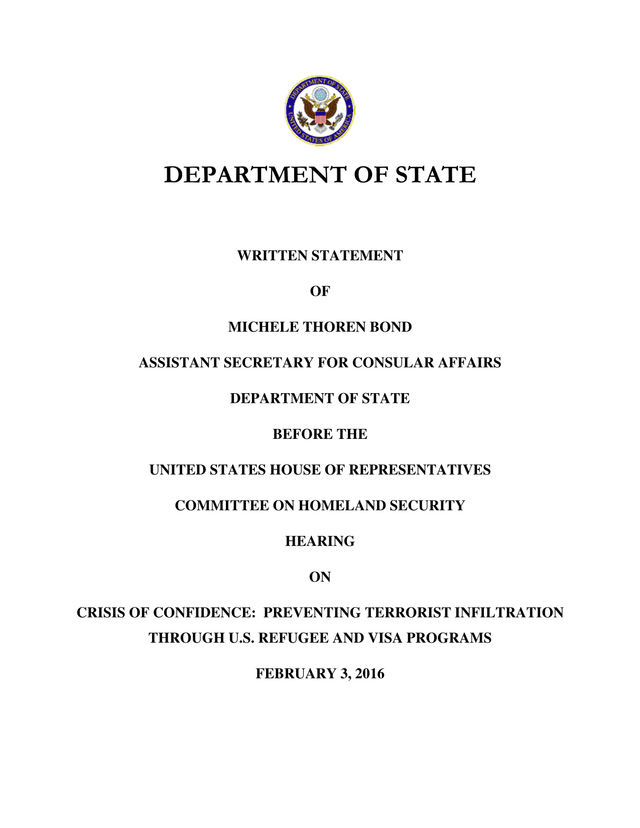 Crisis Of Confidence Preventing Terrorist Infiltration Through U.S. Refugee And Visa Programs screenshot