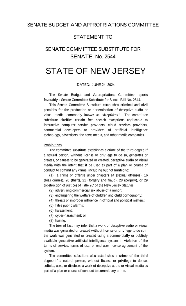 Senate Committee Substitute For Senate Bill No. 2544 screenshot