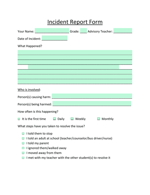 Incident Report Form screenshot