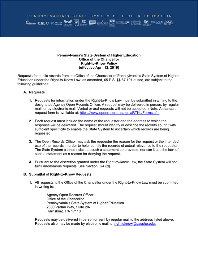 Right To Know Policy screenshot