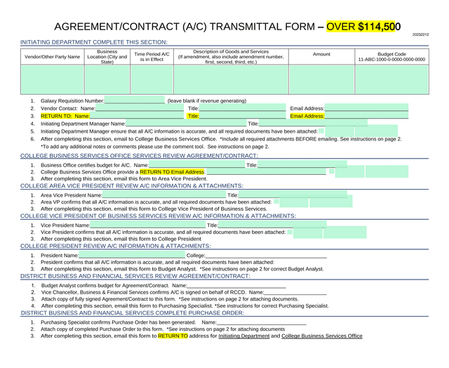 AGREEMENTCONTRACT (AC) TRANSMITTAL FORM  OVER 114,500 screenshot