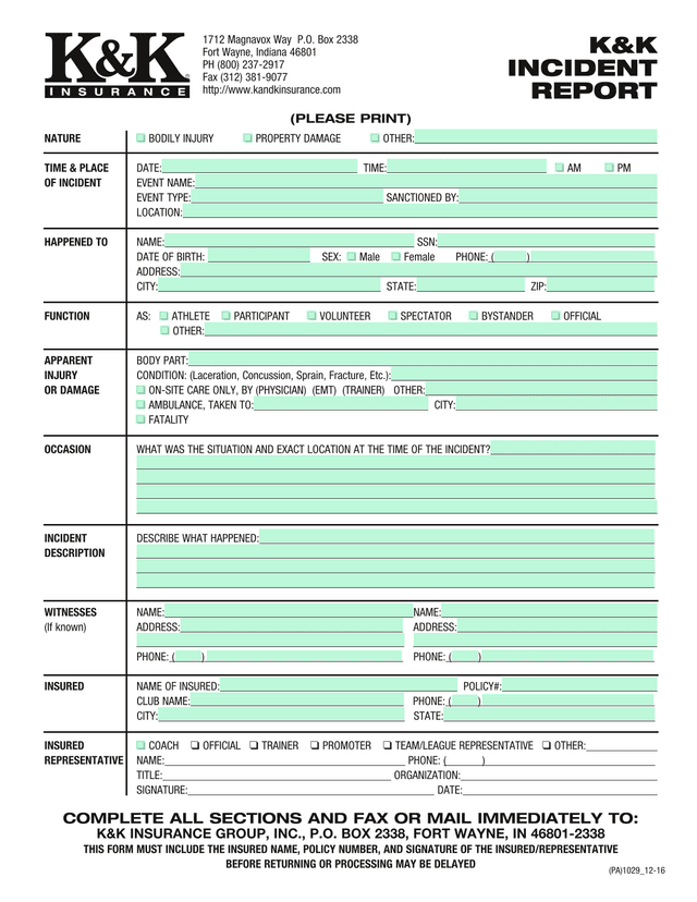 KK Incident Report screenshot