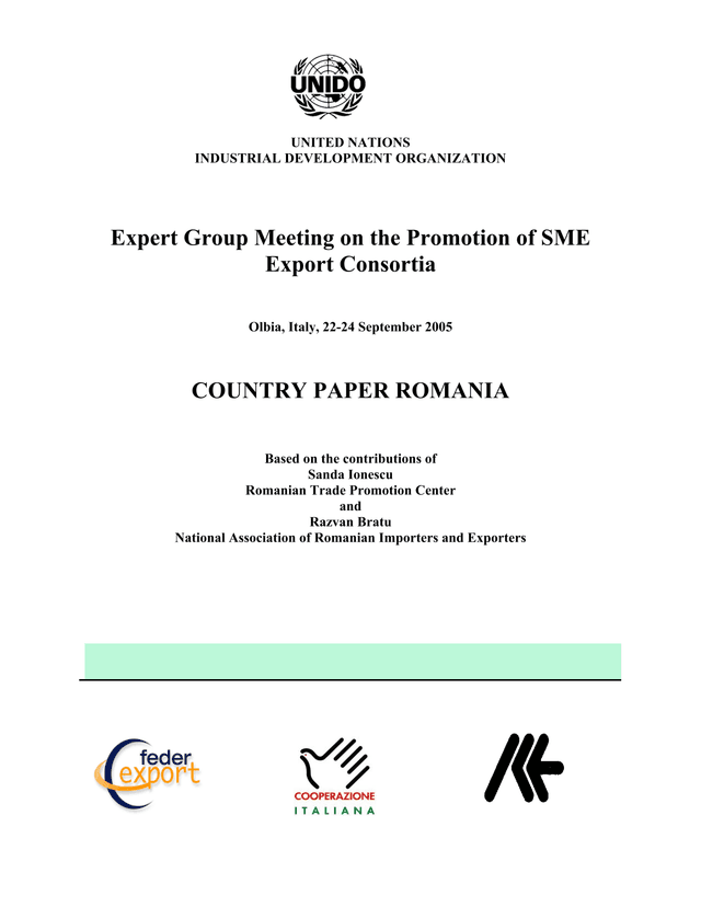 Country Paper Romania   Expert Group Meeting On SME Export Consortia screenshot