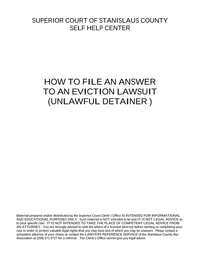 How To File An Answer To An Eviction Lawsuit (Unlawful Detainer) screenshot