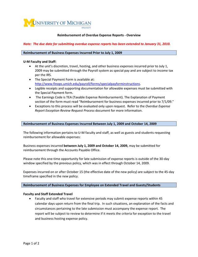 Reimbursement Of Overdue Expense Reports   Overview screenshot