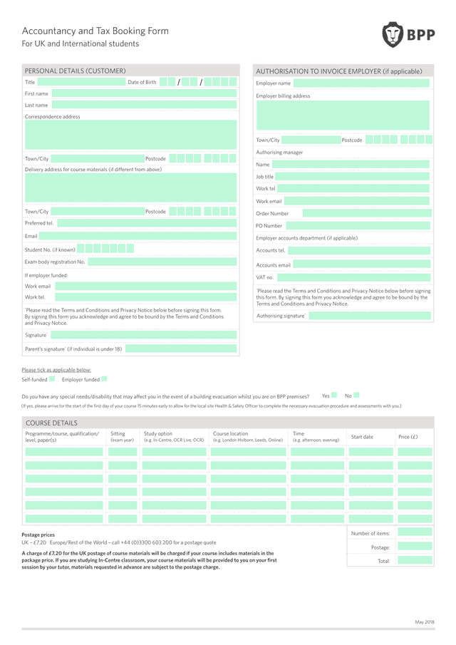 Accountancy And Tax Booking Form screenshot