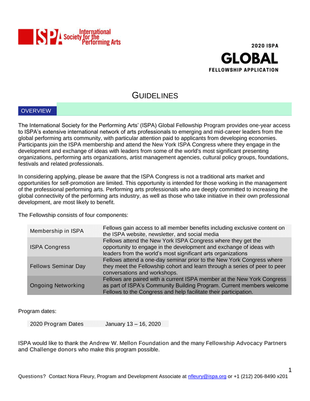 ISPA Global Fellowship Program Guidelines screenshot