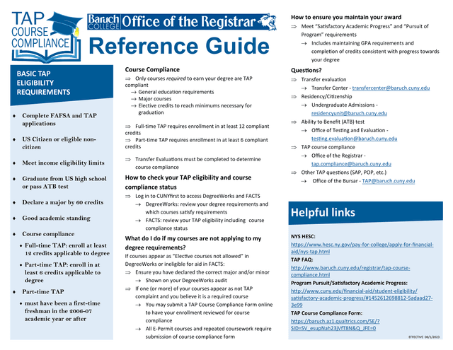 Reference Guide Course Compliance screenshot