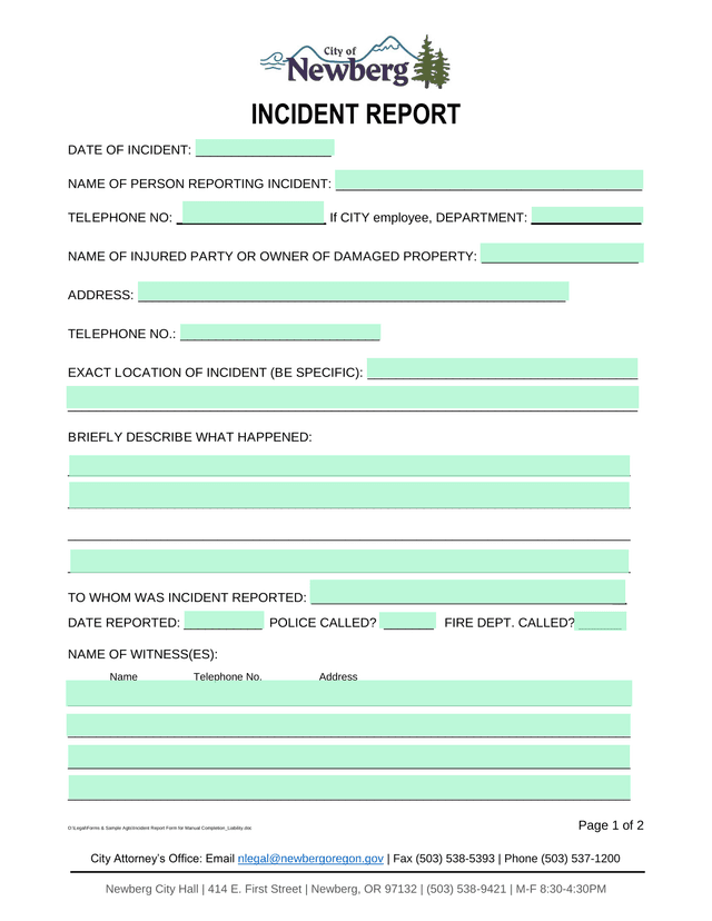 Incident Report screenshot