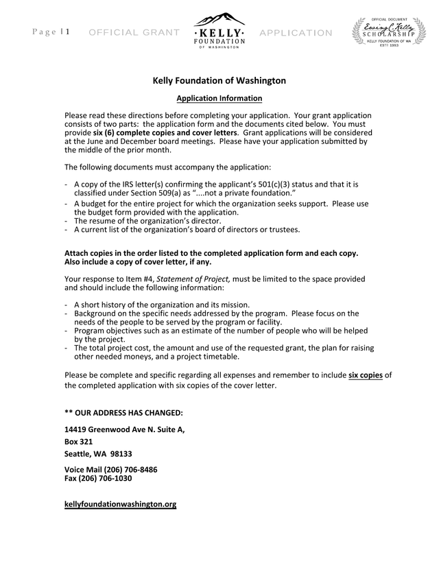Official Grant Application screenshot