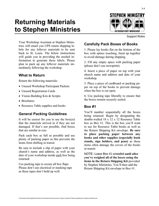 S 4 Returning Materials To Stephen Ministries screenshot