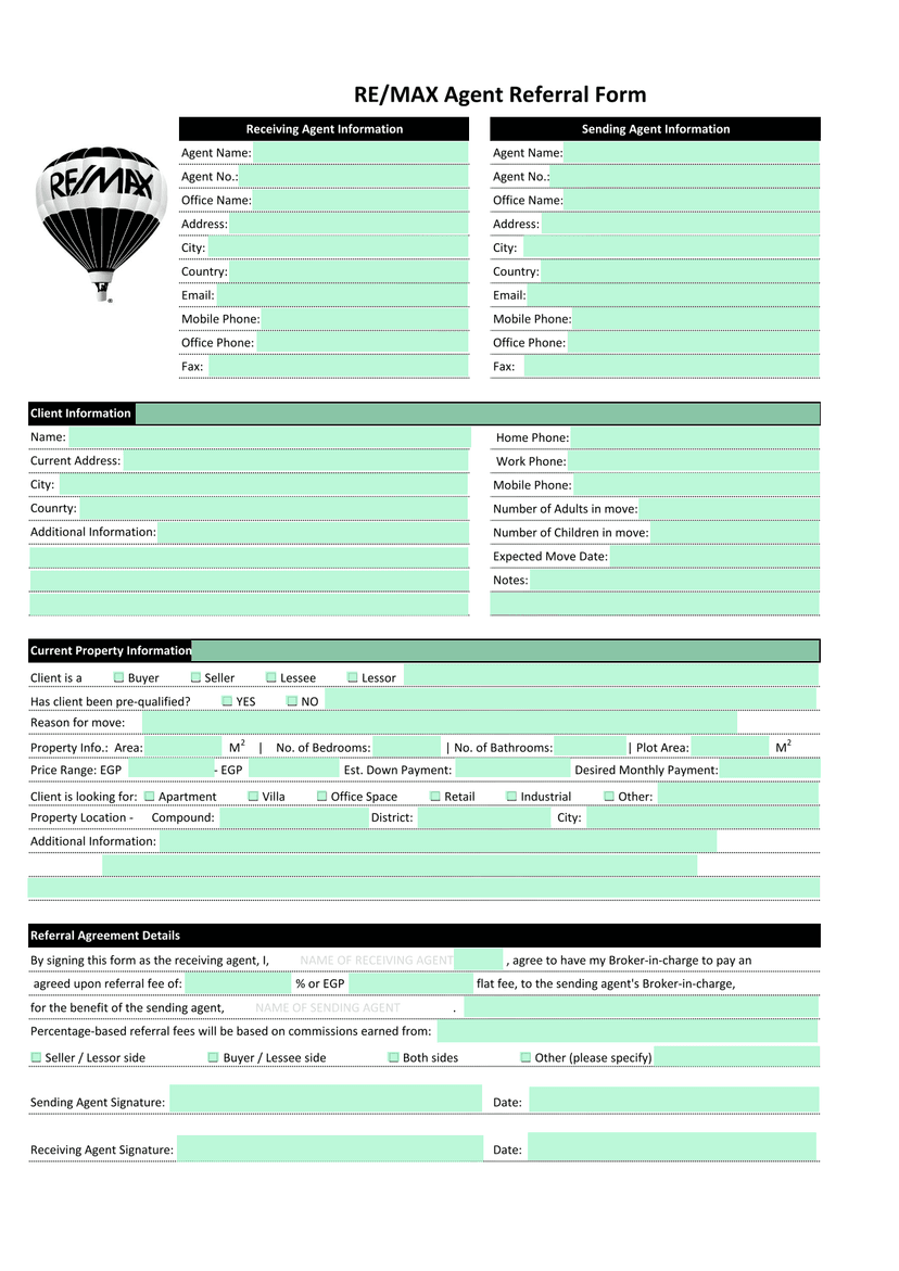 REMAX Agent Referral Form