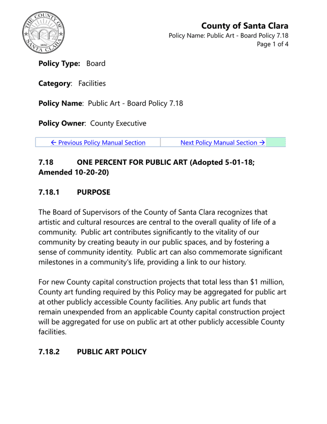 Public Art   Board Policy 7.18 screenshot