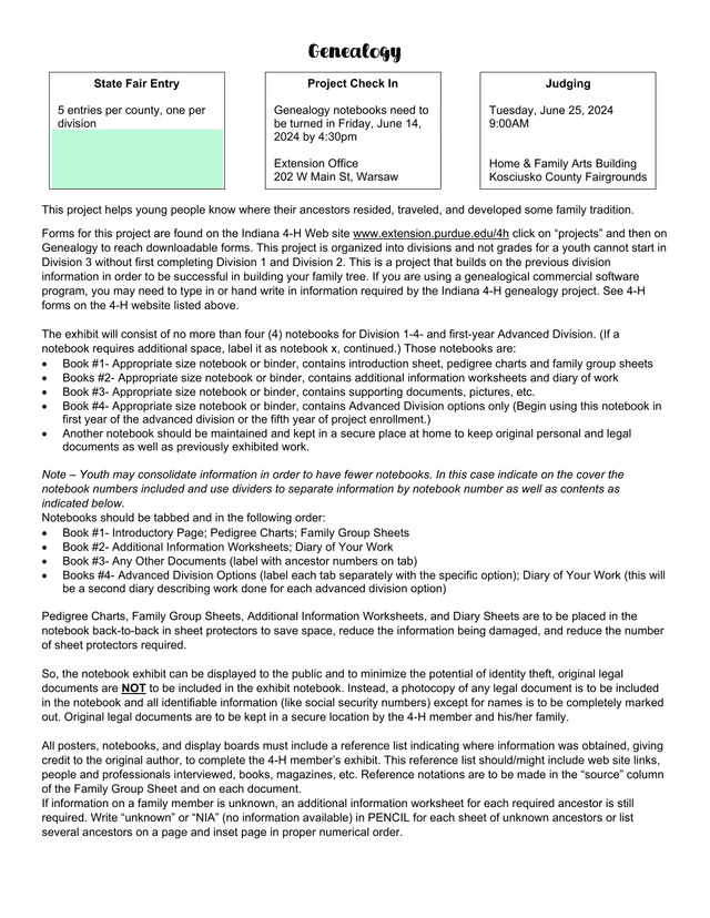 Genealogy Project Guidelines screenshot