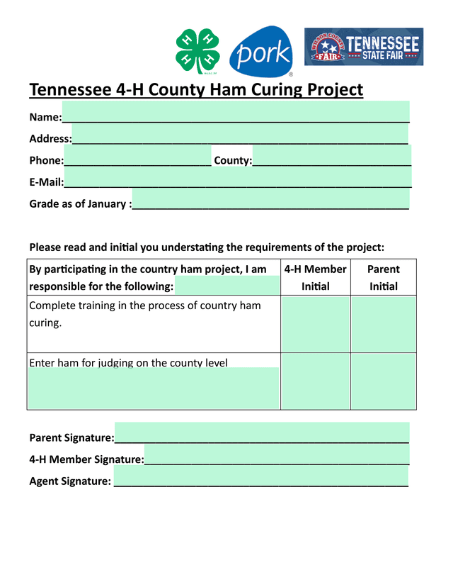 Tennessee 4 H County Ham Curing Project screenshot