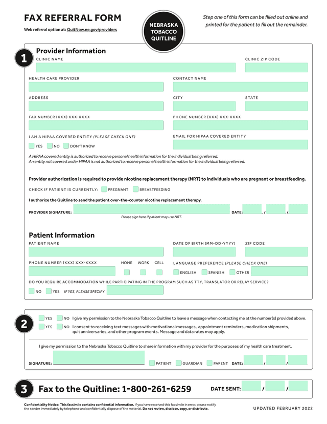 FAX REFERRAL FORM screenshot