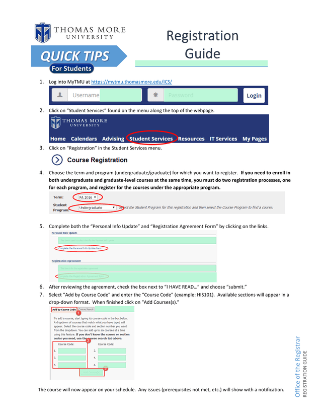 Registration Guide screenshot