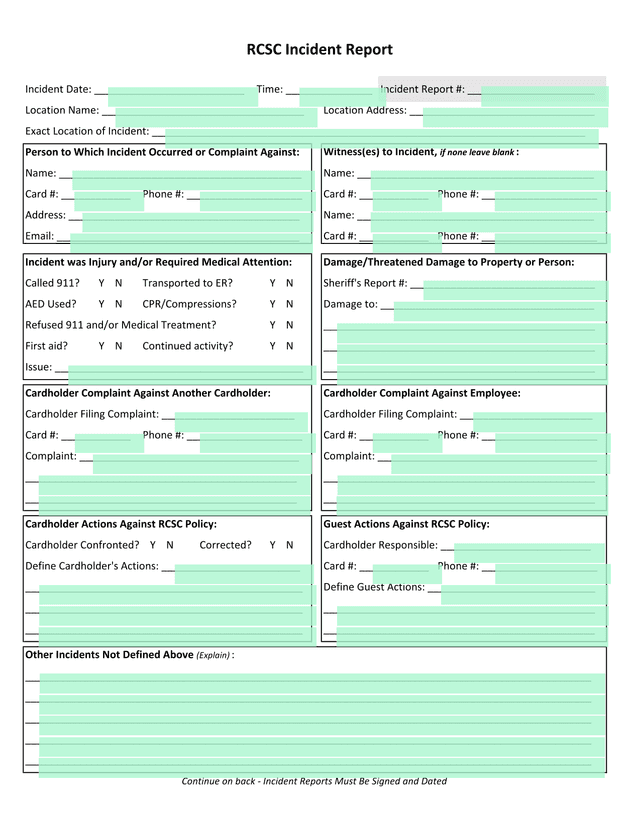 RCSC Incident Report screenshot