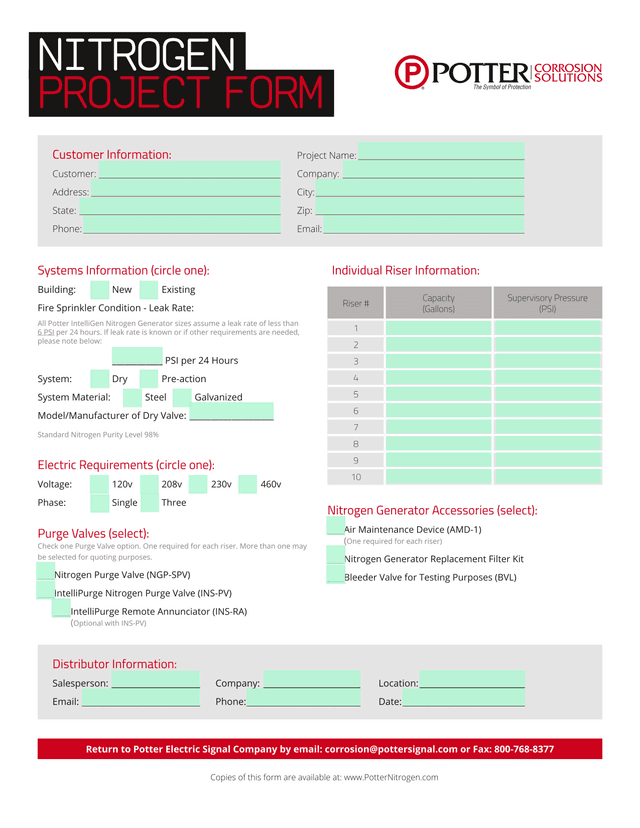 NITROGEN PROJECT FORM screenshot