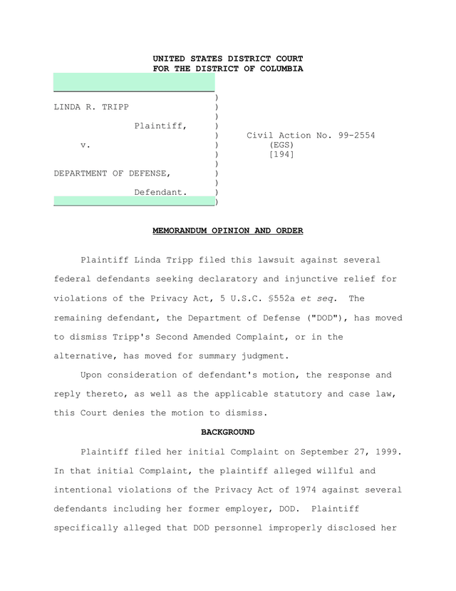 Tripp V. Department Of Defense screenshot