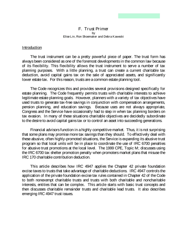 F. Trust Primer screenshot