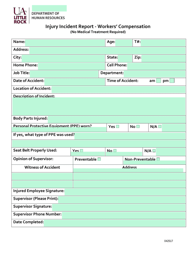 Injury Incident Report   Workers Compensation screenshot