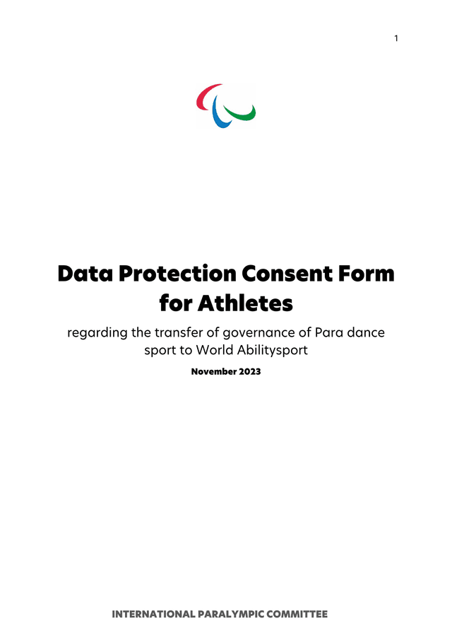 Data Protection Consent Form For Athletes screenshot