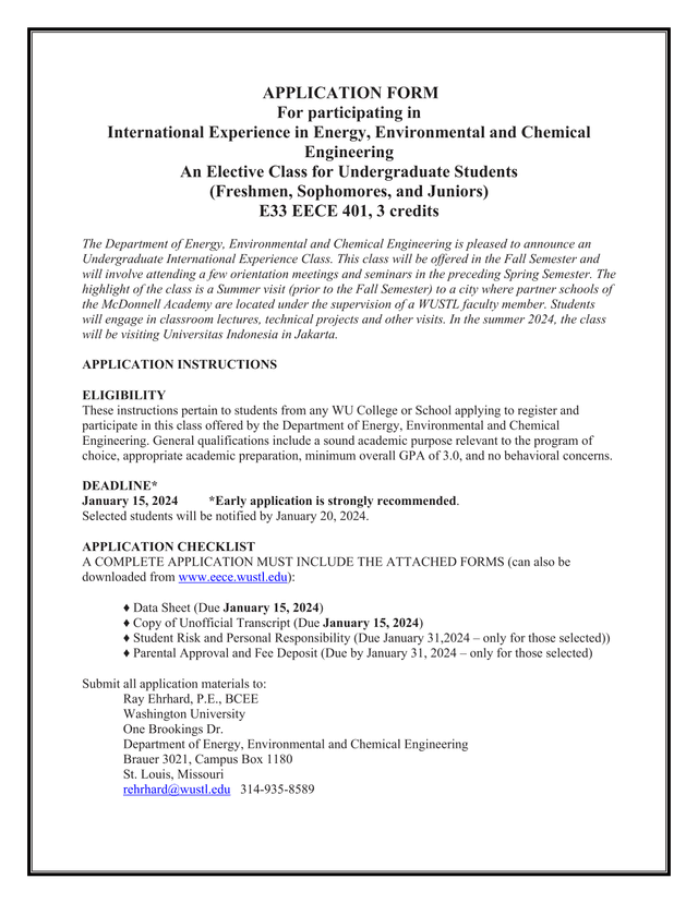 Application Form For International Experience In Energy, Environmental And Chemical Engineering screenshot