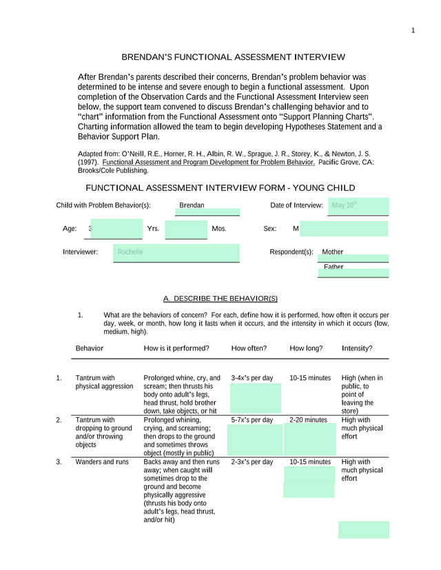 BrendanS Functional Assessment Interview screenshot