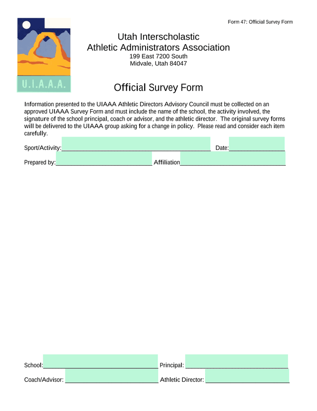 Form 47 Official Survey Form screenshot