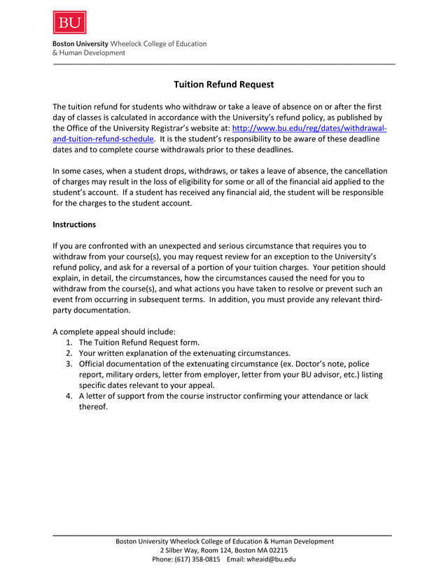 Tuition Refund Request screenshot