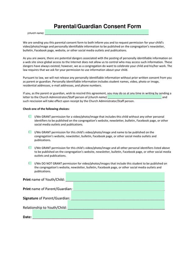 ParentalGuardian Consent Form screenshot
