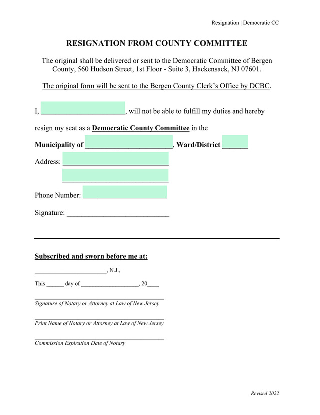 Resignation From County Committee screenshot