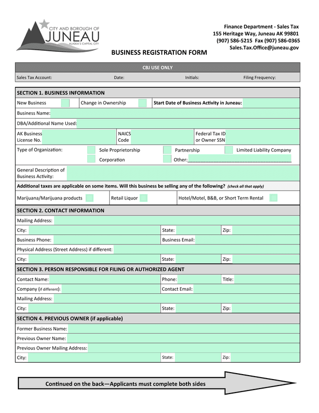 Business Registration Form screenshot