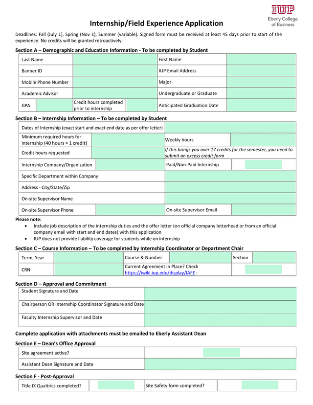 InternshipField Experience Application screenshot
