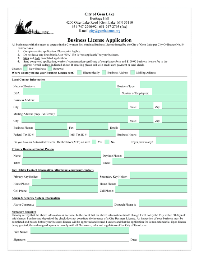 Business License Application screenshot
