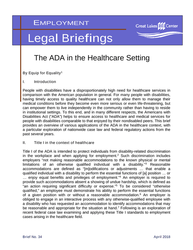 The ADA In The Healthcare Setting screenshot