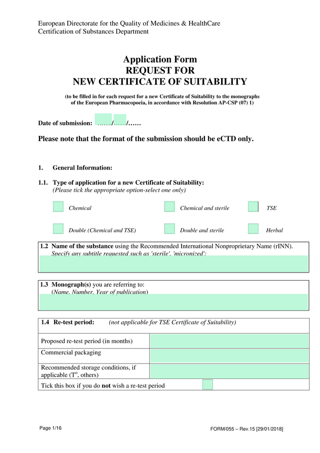 Request For New Certificate Of Suitability screenshot