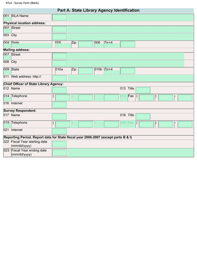 STLA   Survey Form (Blank) screenshot