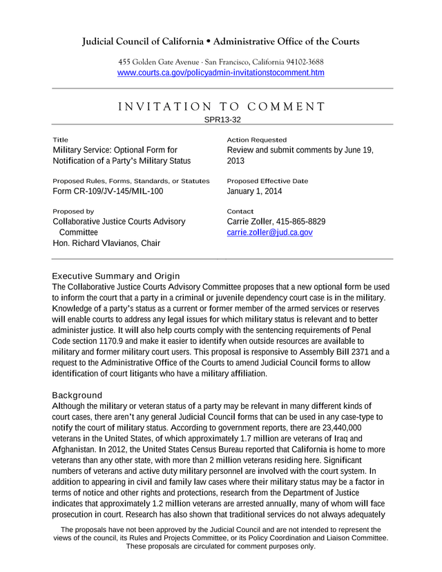 Military Service Optional Form For Notification Of A PartyS Military Status screenshot