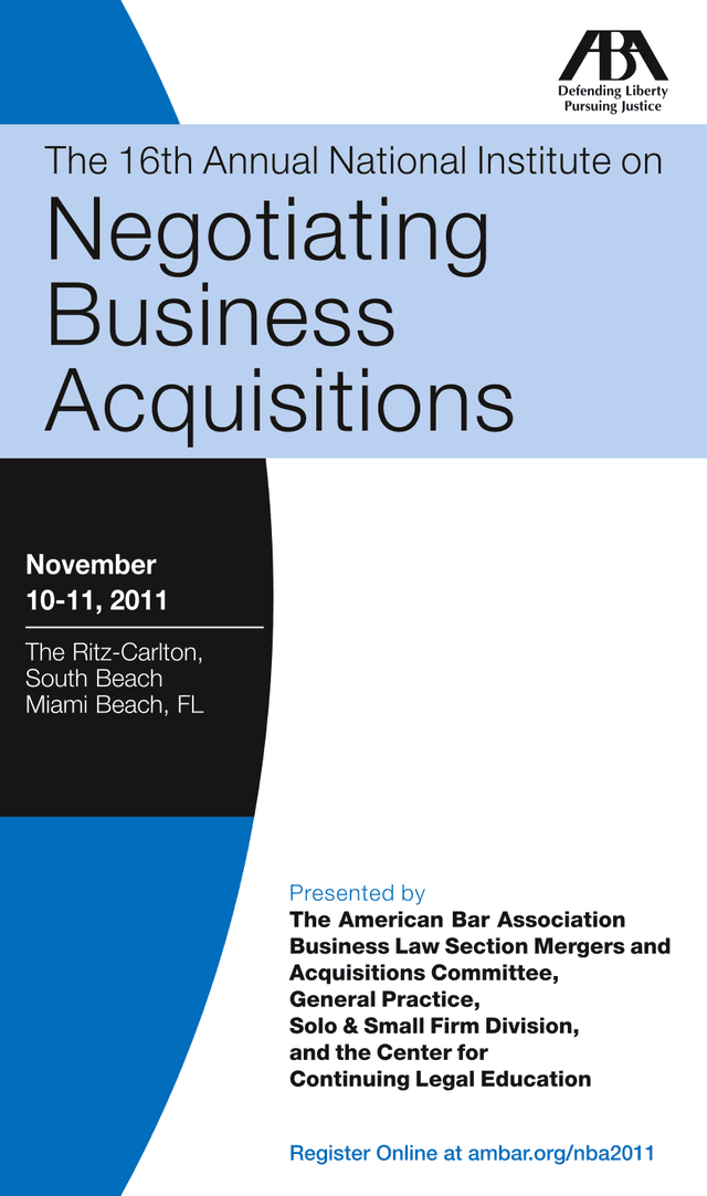 The 16th Annual National Institute On Negotiating Business Acquisitions screenshot