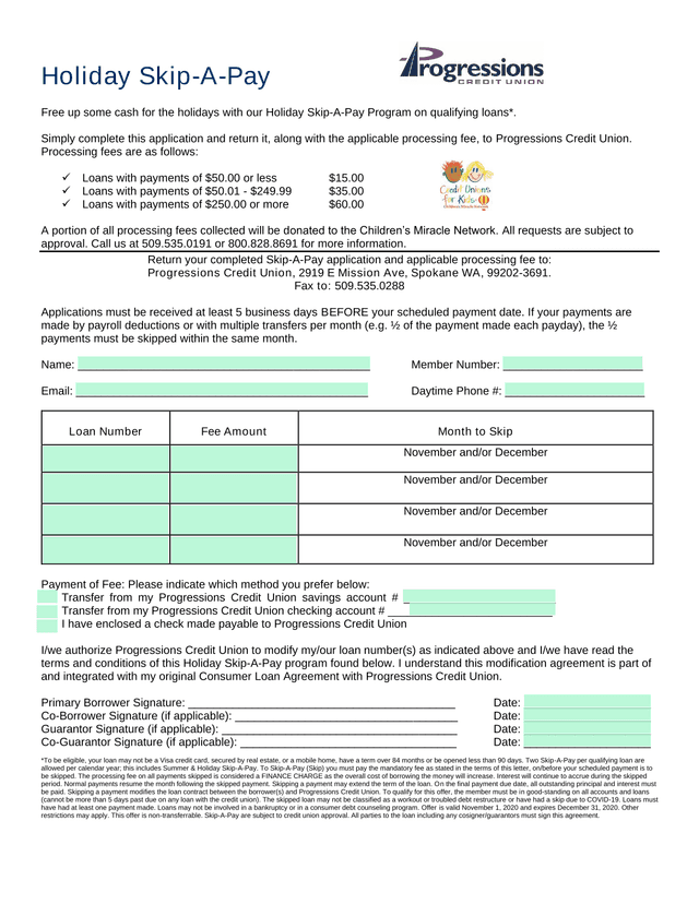 Holiday Skip A Pay Application screenshot