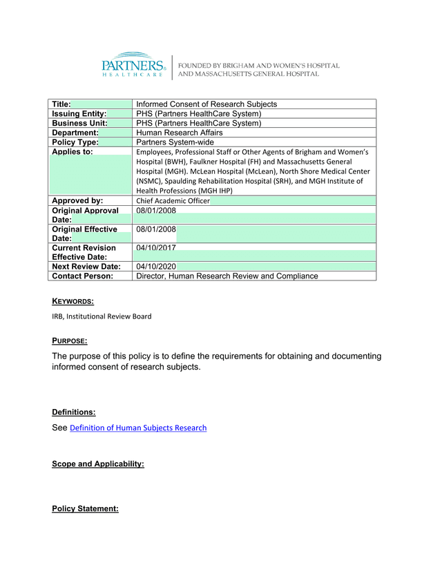 Informed Consent Of Research Subjects screenshot