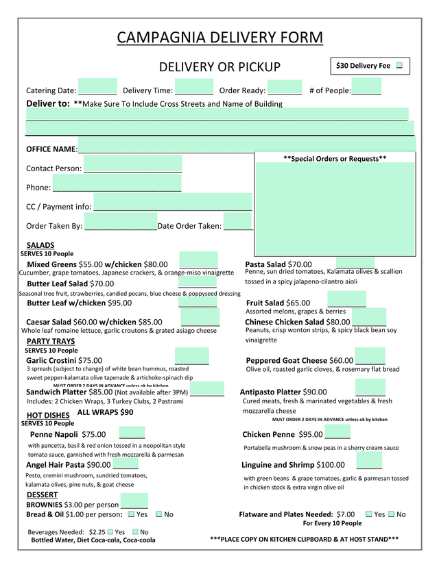 UCAMPAGNIA DELIVERY FORM screenshot