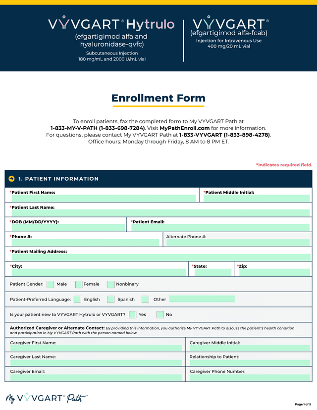Enrollment Form screenshot