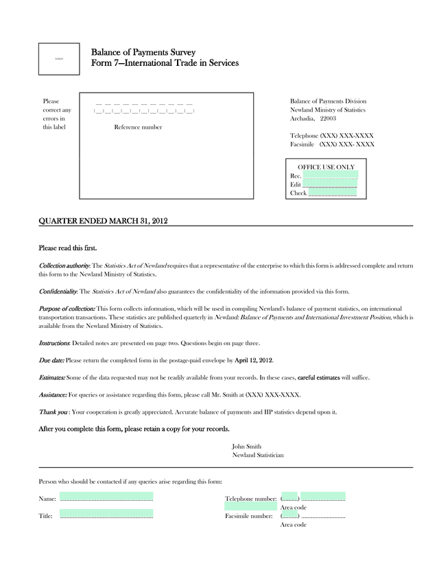 Form 7International Trade In Services screenshot