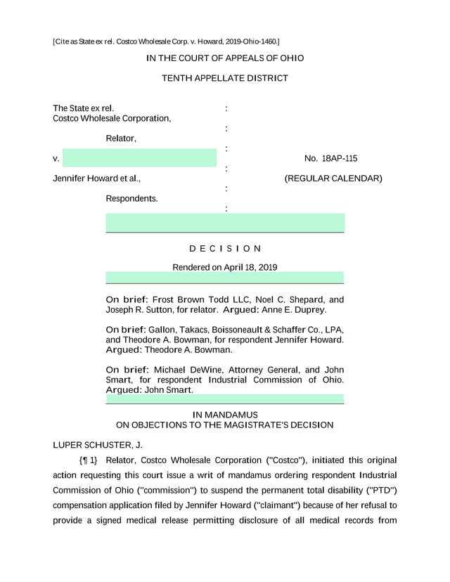 State Ex Rel. Costco Wholesale Corp. V. Howard screenshot