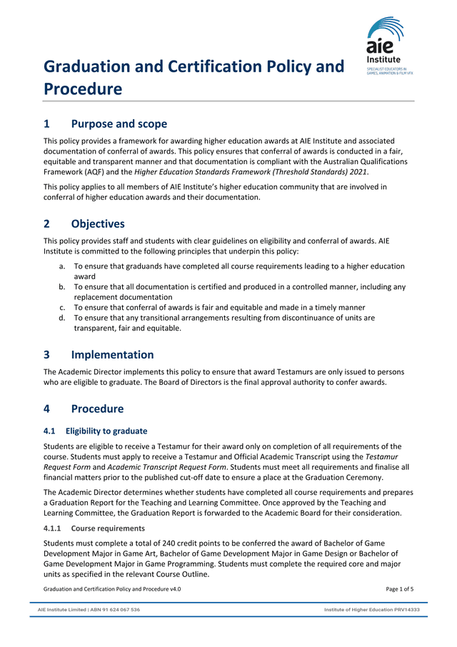 Graduation And Certification Policy And Procedure screenshot